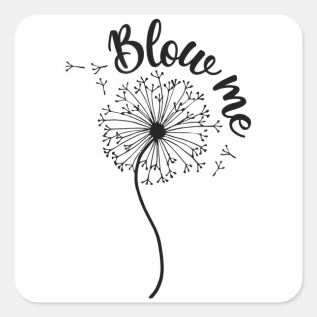 Blows Me Dandelion Flower Pattern Making A Wish.pn Square Sticker (Front)