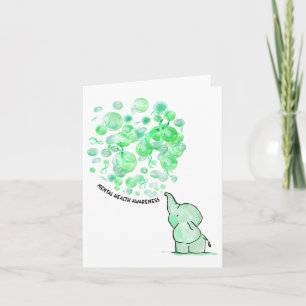 Blows Up Green Balloons Mental Health Awareness Card