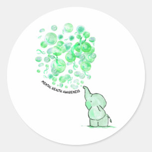 Blows Up Green Balloons Mental Health Awareness Classic Round Sticker