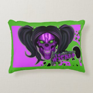 Blox3dnyc.com Wicked lady design.Green/Purple Accent Pillow