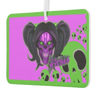 Blox3dnyc.com Wicked lady design.Green/Purple Air Freshener