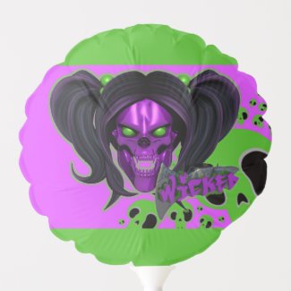 Blox3dnyc.com Wicked lady design.Green/Purple Balloon