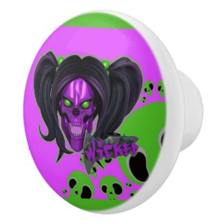 Blox3dnyc.com Wicked lady design.Green/Purple Ceramic Knob