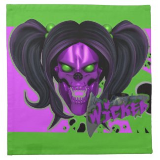 Blox3dnyc.com Wicked lady design.Green/Purple Cloth Napkin