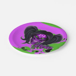 Blox3dnyc.com Wicked lady design.Green/Purple Paper Plate