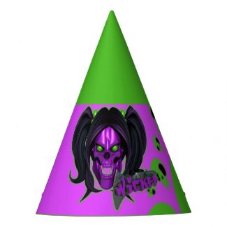 Blox3dnyc.com Wicked lady design.Green/Purple Party Hat