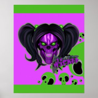 Blox3dnyc.com Wicked lady design.Green/Purple Poster