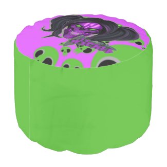 Blox3dnyc.com Wicked lady design.Green/Purple Pouf