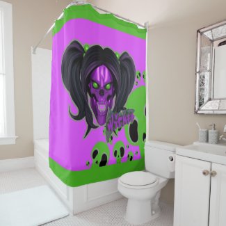 Blox3dnyc.com Wicked lady design.Green/Purple Shower Curtain