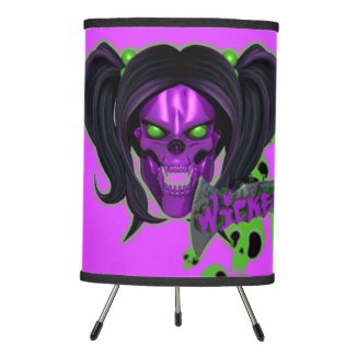 Blox3dnyc.com Wicked lady design.Green/Purple Tripod Lamp