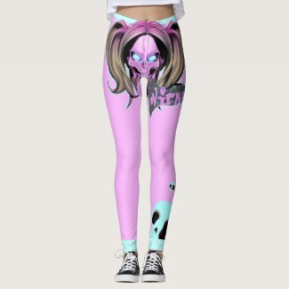 Blox3dnyc.com Wicked lady design.. Pink/Cyan. Leggings