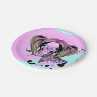 Blox3dnyc.com Wicked lady design.. Pink/Cyan. Paper Plate