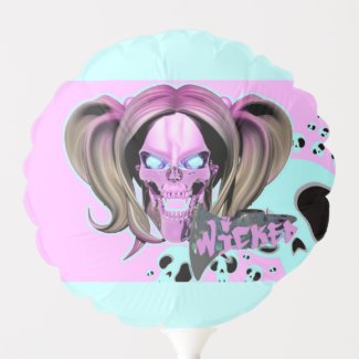 Blox3dnyc.com Wicked lady design.Pink/Light Cyan Balloon