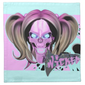 Blox3dnyc.com Wicked lady design.Pink/Light Cyan Cloth Napkin