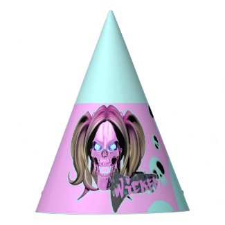 Blox3dnyc.com Wicked lady design.Pink/Light Cyan Party Hat