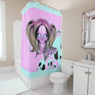 Blox3dnyc.com Wicked lady design.Pink/Light Cyan Shower Curtain