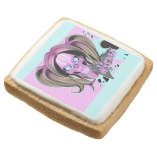 Blox3dnyc.com Wicked lady design.Pink/Light Cyan Square Shortbread Cookie