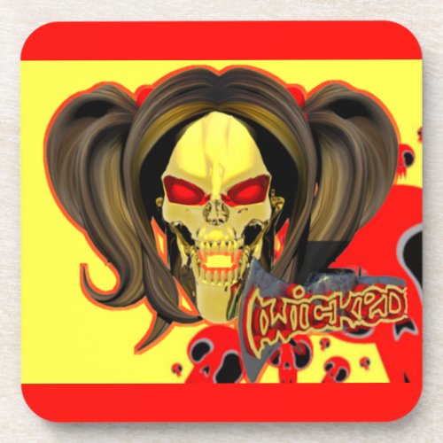 Blox3dnyccom Wicked lady designRedYellow Beverage Coaster