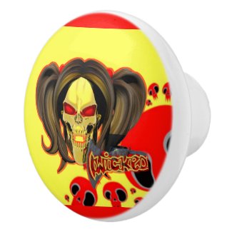 Blox3dnyc.com Wicked lady design.Red/Yellow Ceramic Knob