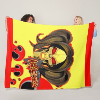 Blox3dnyc.com Wicked lady design.Red/Yellow Fleece Blanket