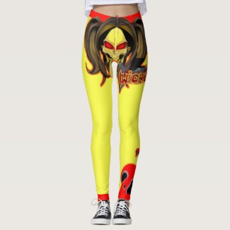 Blox3dnyc.com Wicked lady design.Red/Yellow Leggings
