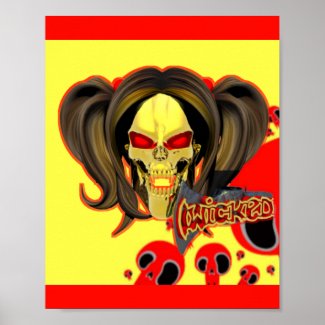 Blox3dnyc.com Wicked lady design.Red/Yellow Poster