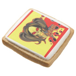 Blox3dnyc.com Wicked lady design.Red/Yellow Square Shortbread Cookie