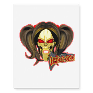 Blox3dnyc.com Wicked lady design.Red/Yellow Temporary Tattoos