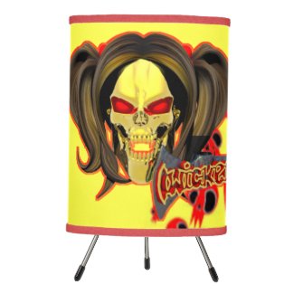 Blox3dnyc.com Wicked lady design.Red/Yellow Tripod Lamp