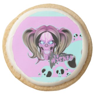 Blox3dnyc.com Wicked lady design. Round Shortbread Cookie