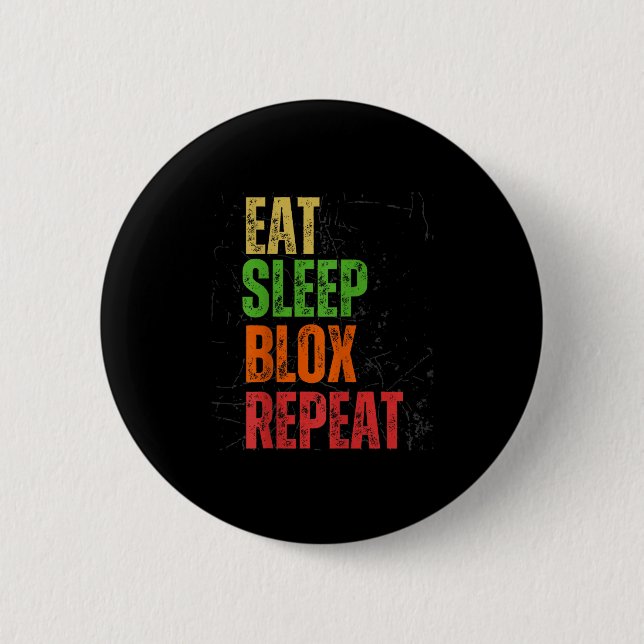 Blox Gaming Tee, Eat Sleep Blox Repeat, Kids Gamin Button (Front)