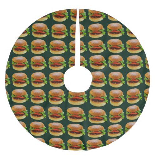 BLT Burger Food Pattern Christmas Tree Skirt