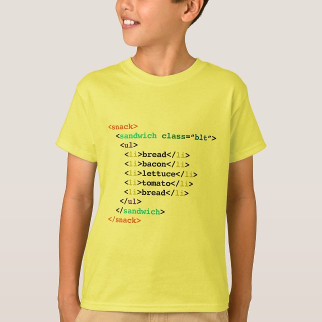 BLT HTML Funny Geek Sandwich T-Shirt (Front)