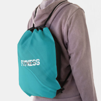 Blu Cyan White Gym Yoga Workout Drawstring Bag