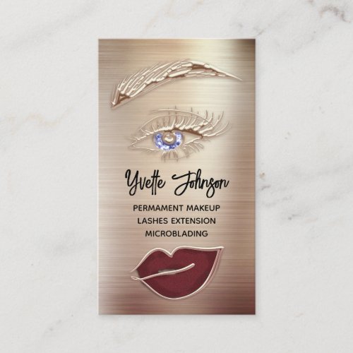 Blu Eyelash Brow Makeup Logo QR Code Lips Rose  Business Card