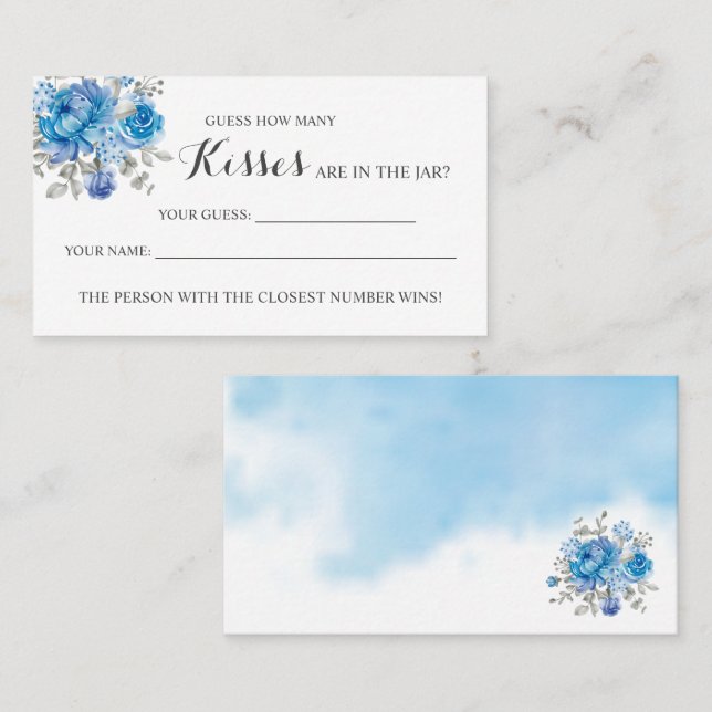 Blu Flower How Many Kisses Bridal Shower game card (Front/Back)
