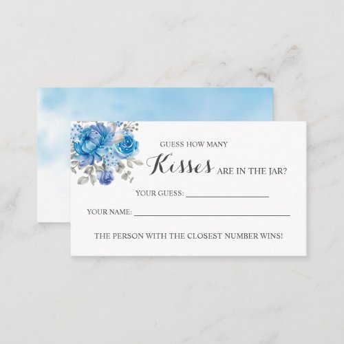 Blu Flower How Many Kisses Bridal Shower game card