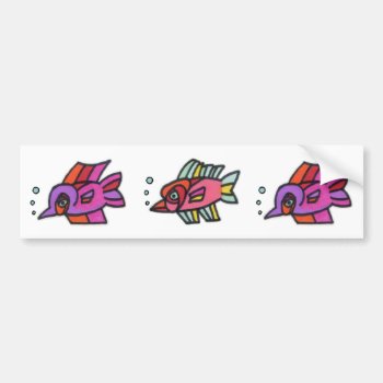 Blub Fish Trio Bumper Sticker by starryseas at Zazzle