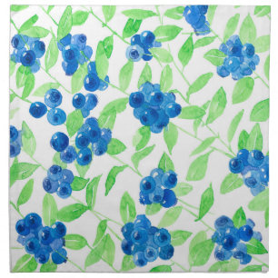 Bluberries watercolor pattern cloth napkin