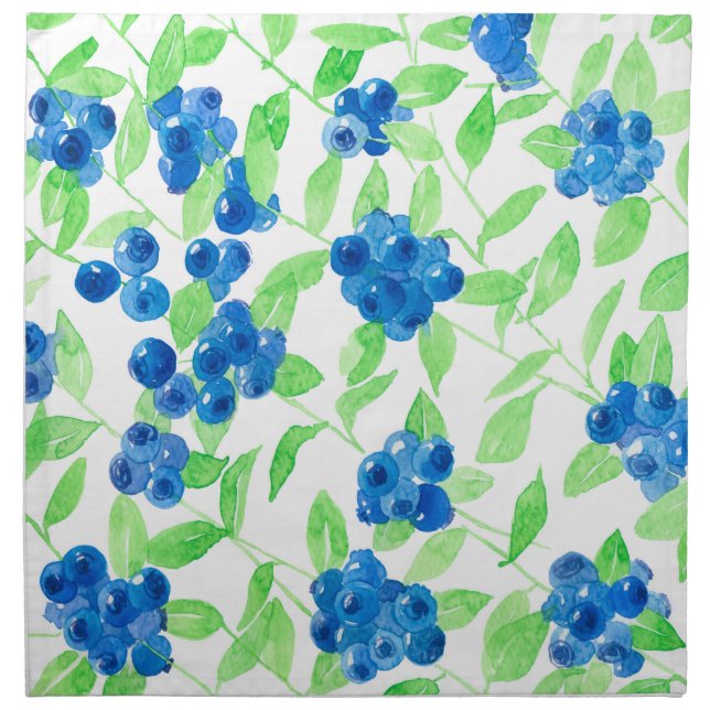 Bluberries watercolor pattern cloth napkin (Front)