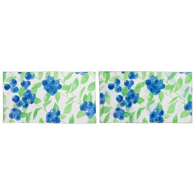 Bluberries watercolor pattern pillow case (Back-Set)