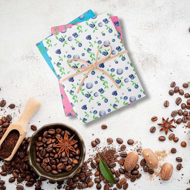 Bluberry white pink pattern wrapping paper sheets (Creator Uploaded)