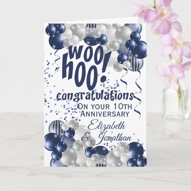  Blue 10th Anniversary Congratulations Card (Orchid)