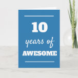 Blue 10th Birthday Card<br><div class="desc">Modern blue 10 years of awesome card,  which you can easily personalize the inside card message if wanted. A fun 10th birthday card for son,  grandson,  etc.</div>