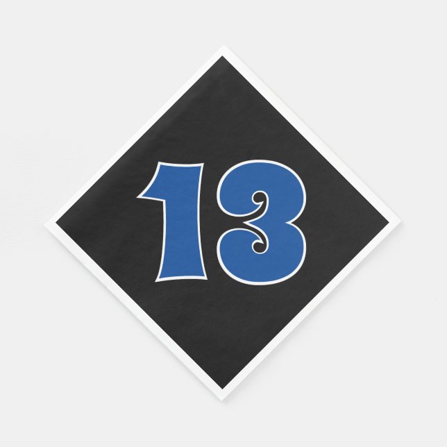Blue "13" With White Outline Event # Napkins (Corner)