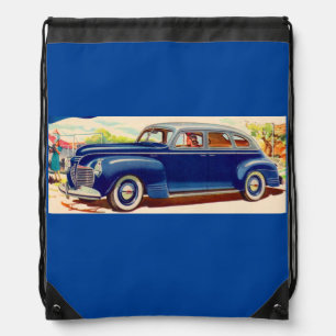 blue 1941 Plymouth Drawstring Bag