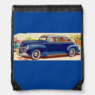 blue 1941 Plymouth Drawstring Bag