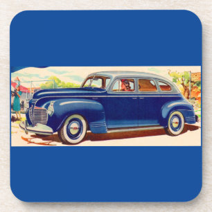 blue 1941 Plymouth Drink Coaster