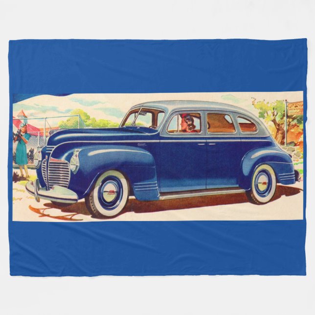 blue 1941 Plymouth Fleece Blanket (Front (Horizontal))