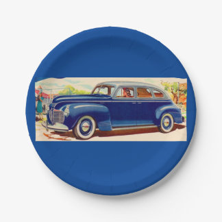 blue 1941 Plymouth Paper Plates